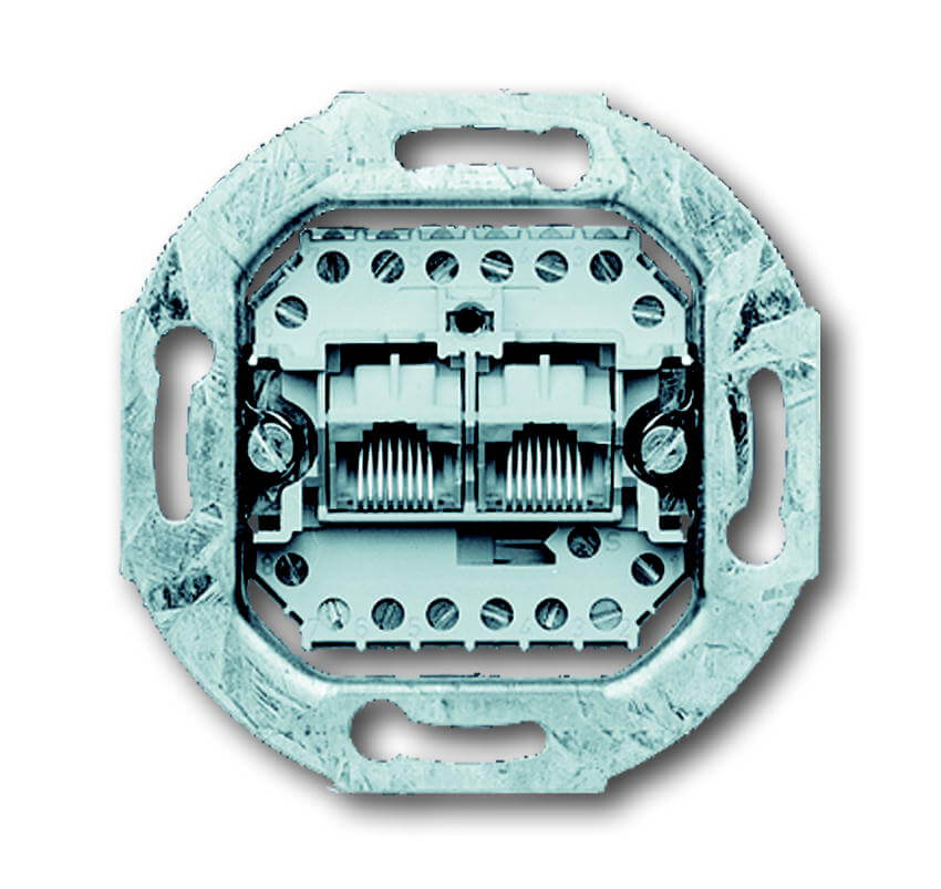 

Розетка компьютерная 2хRJ45 ABB BJE 8/8 полюсов раздельно 3 кат 2CKA000230A0243