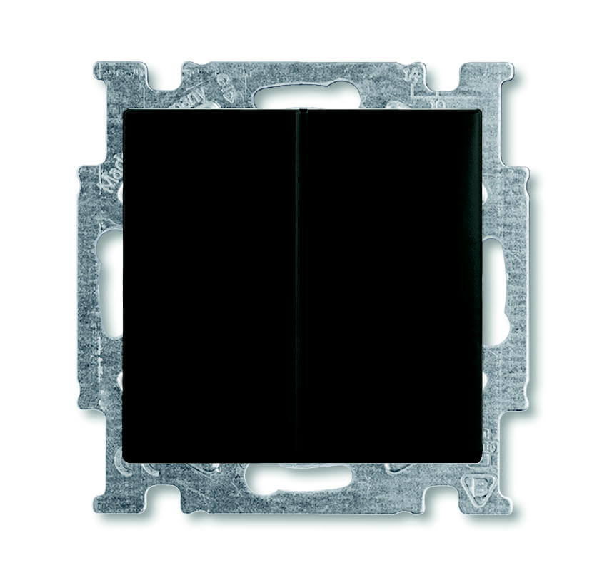 

Выключатель двухклавишный ABB Basic55 10A 250V с подсветкой chateau-черный 2CKA001012A2178