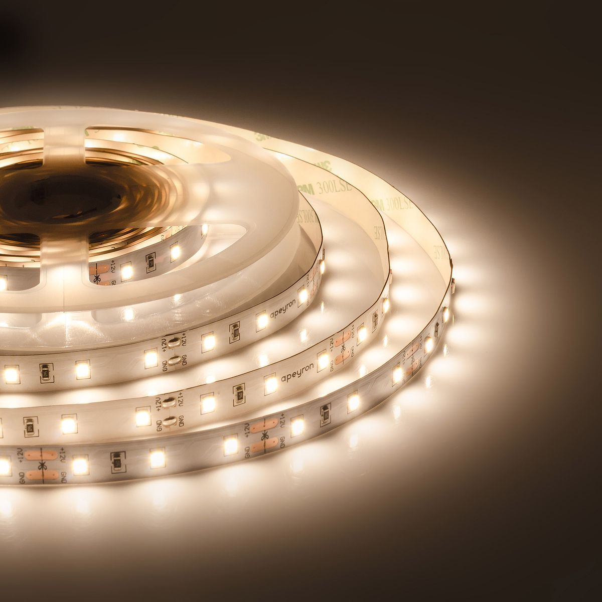 

Светодиодная лента Apeyron 12W/m 60LED/m 2835SMD теплый белый 5M 00-454, 00-454