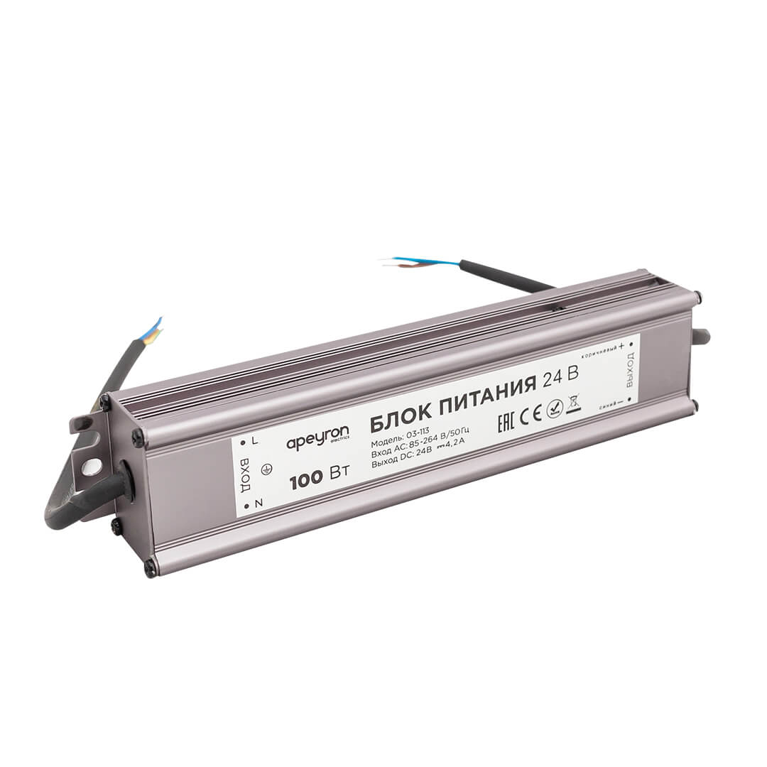 

Блок питания Apeyron 24V 100W IP67 4,2A 03-113, Серебро, 03-113