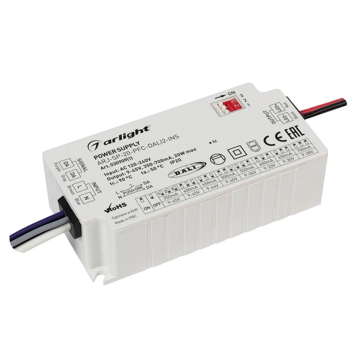 

Драйвер Arlight ARJ-SP-20-PFC-Dali2 9-45V 20W IP20 0,35-0,7A 030909(1), Белый, 030909(1) ARJ-SP-PFC-Dali2-INS ()