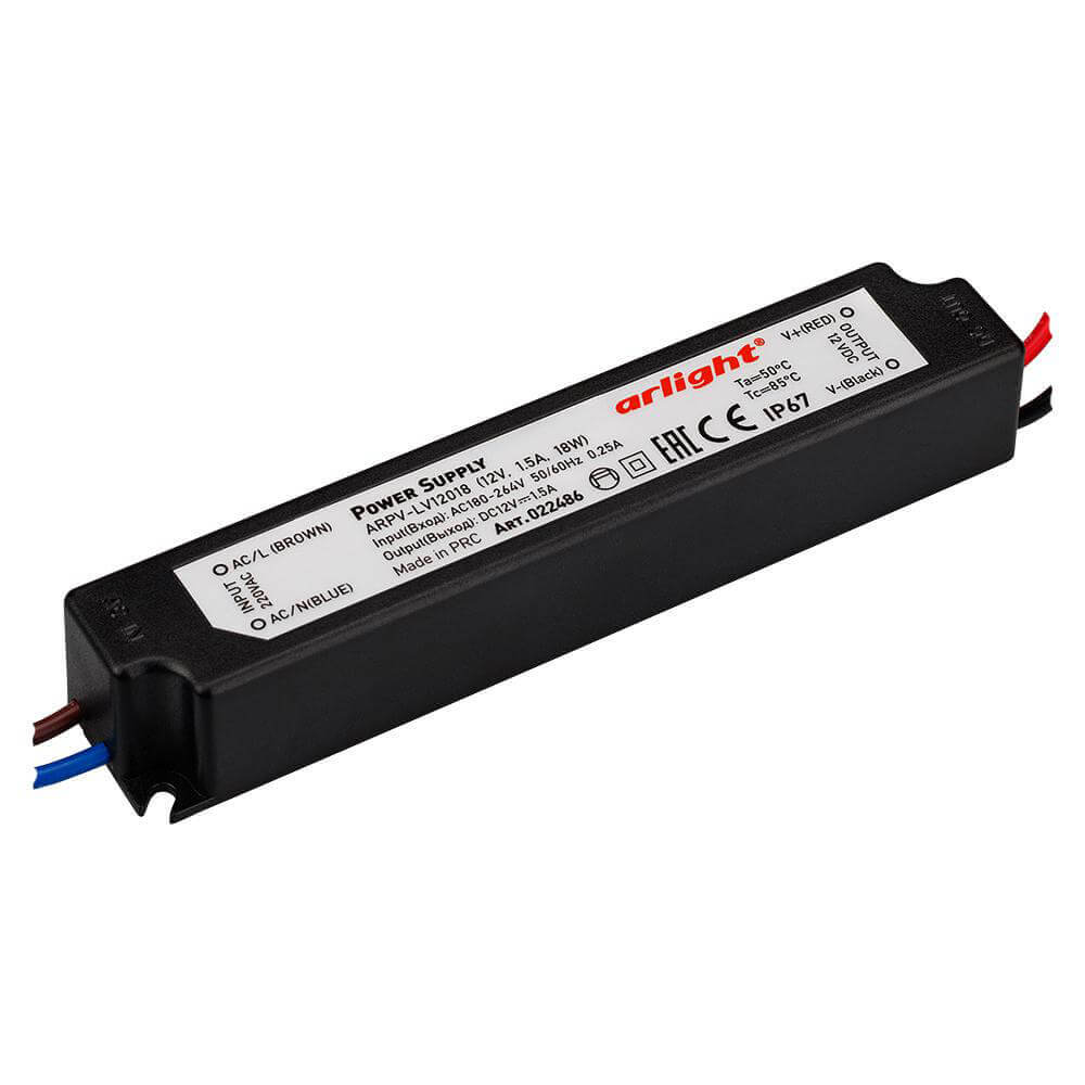 

Блок питания Arlight ARPV-LV018 12V 18W IP67 1,5A 022486, Черный, 022486