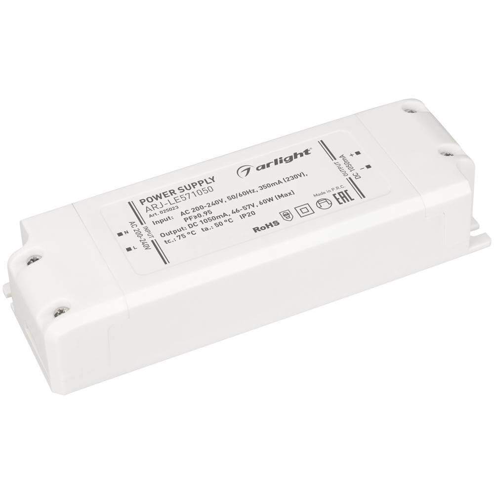 

Драйвер Arlight ARJ-LE571050 46-57V 60W IP20 1,05A 025023, Белый, 025023 ARJ-LE