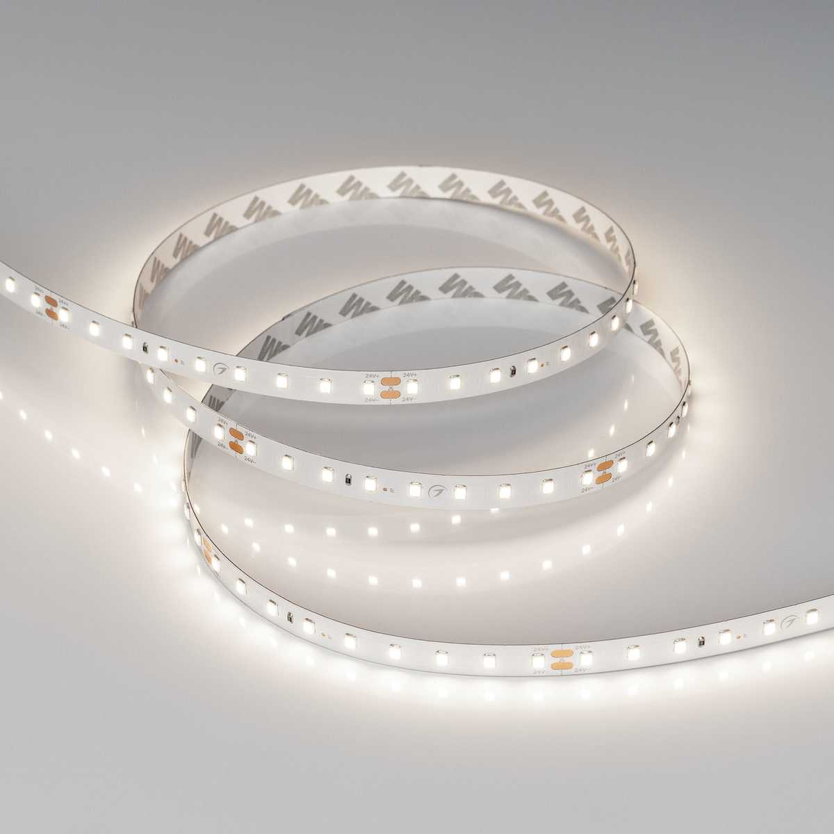 

Светодиодная лента Arlight 4,8W/m 90LED/m 2835SMD дневной белый 5M RT-A90-10mm 24V Day4000 036207, 036207 RT открытая