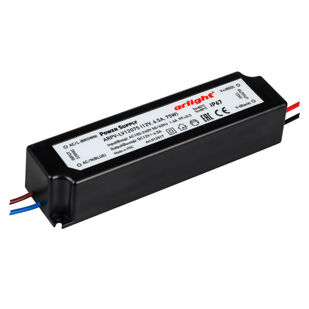 

Блок питания Arlight ARPV-LV75 12V 75W IP67 6,5A 012017, Черный, 012017