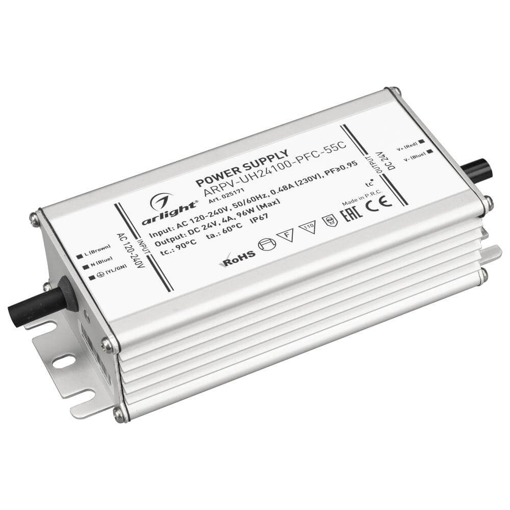 

Блок питания Arlight ARPV-UH24100-PFC-55C 24V 100W IP67 4,2A 025171, Серый, 025171 ARPV-UH