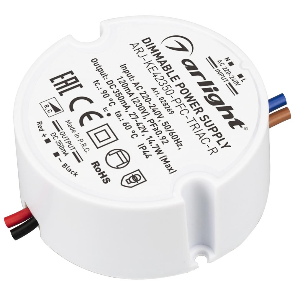 

Драйвер Arlight ARJ-KE42350-PFC-Triac-R 27-42V 15W IP44 0,35A 028269, Белый, 028269 ARJ-KE-PFC-Triac-R ()