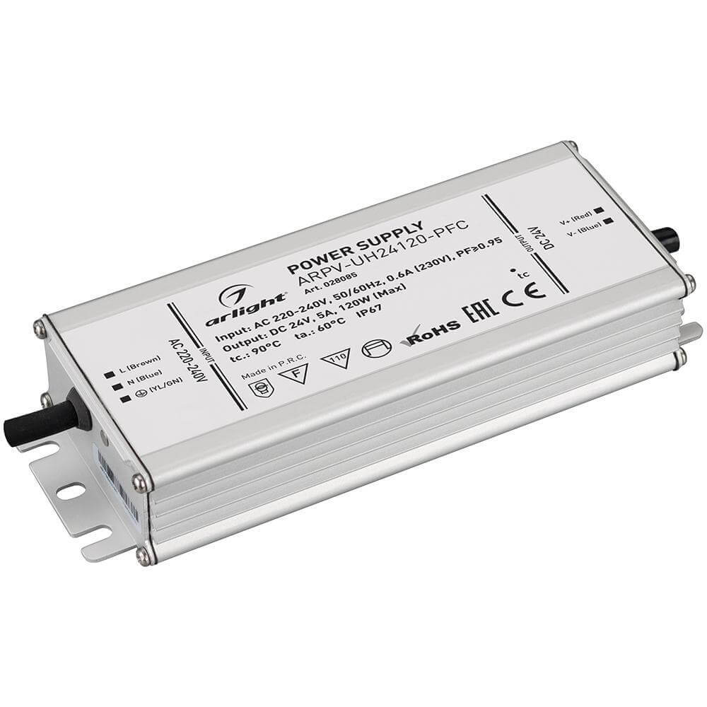 

Блок питания Arlight ARPV-UH24120-PFC 24V 120W 67IP 5A 028085, 028085