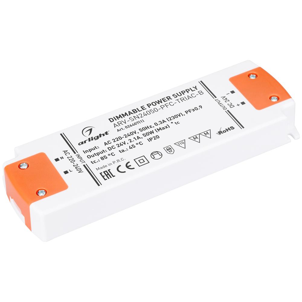 

Блок питания Arlight ARV-SN24050-PFC-Triac-B 24V 50W IP20 2,1A 026407(1), Белый, 026407(1) ARV-SN-PFC-Triac-B