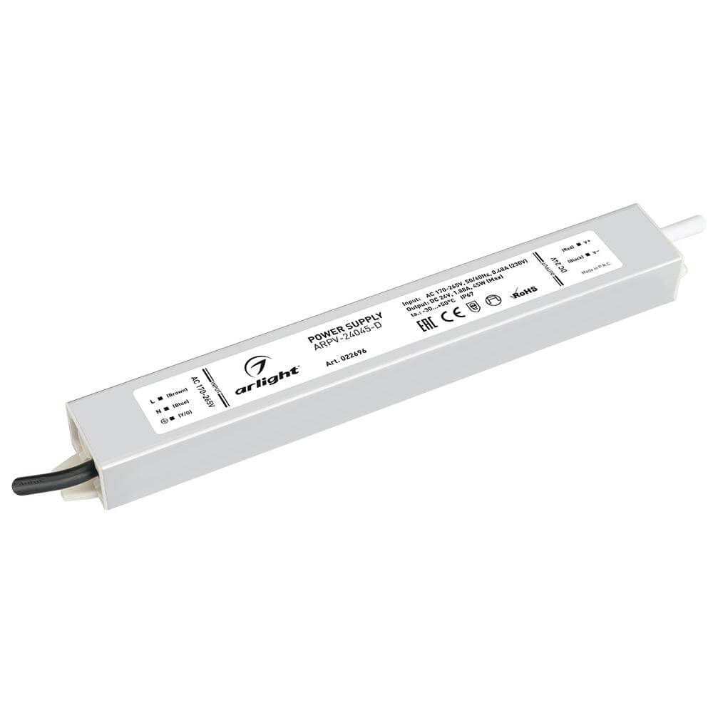 

Блок питания Arlight ARPV-24045-D 24V 45W IP67 1,9A 022696, Белый, 022696 ARPV-D