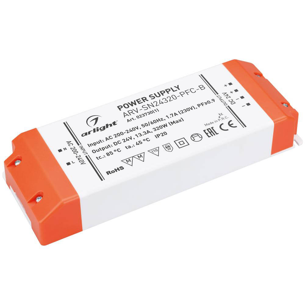 

Блок питания Arlight ARV-SN24320-PFC-B 24V 320W IP20 13,3A 023730(1), Белый, 023730(1) ARV-SN-PFC-B