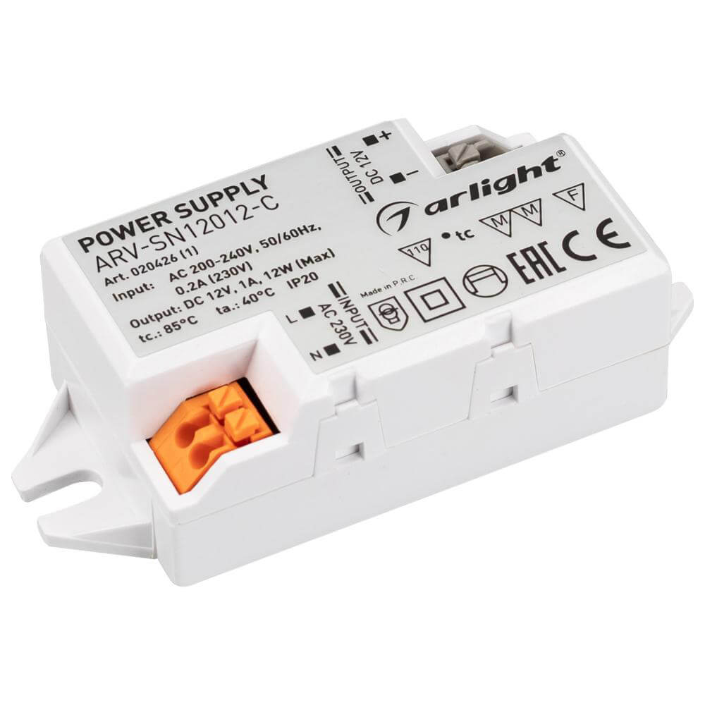 

Блок питания Arlight ARV-SN12012-C 12V 12W IP20 1A 020426(1), Белый, 020426(1) ARV