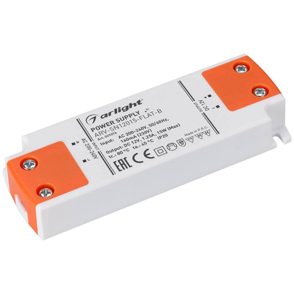 

Блок питания Arlight ARV-SN12015-FLAT-B 12V 15W IP20 1,25A 029276, Белый, 029276 ARV-SN-FLAT-B