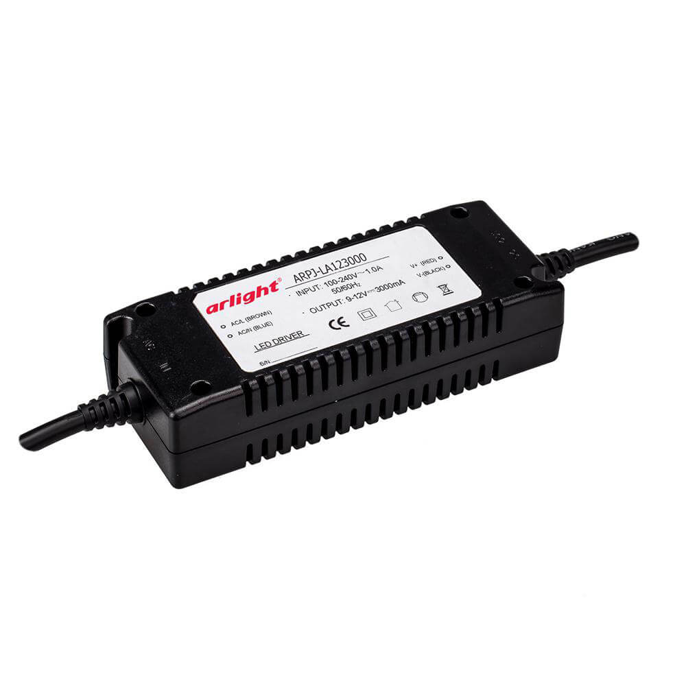 

Драйвер Arlight ARPJ-LA123000 9-12V 36W IP40 3A 017019, Черный, 017019 ARPJ-LA