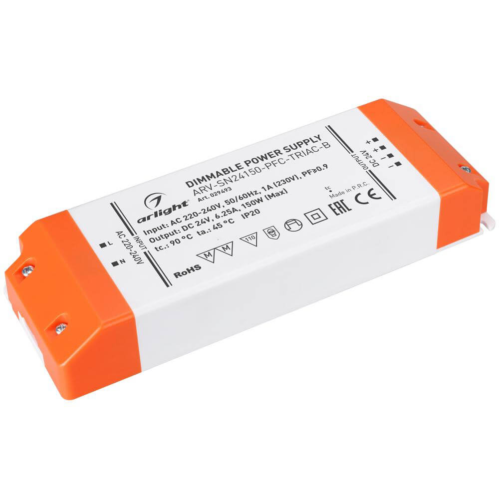 

Блок питания Arlight ARV-SN24150-PFC-Triac-B 24V 150W IP20 6,25A 029493, Белый, 029493 ARV-SN-PFC-Triac-B ()