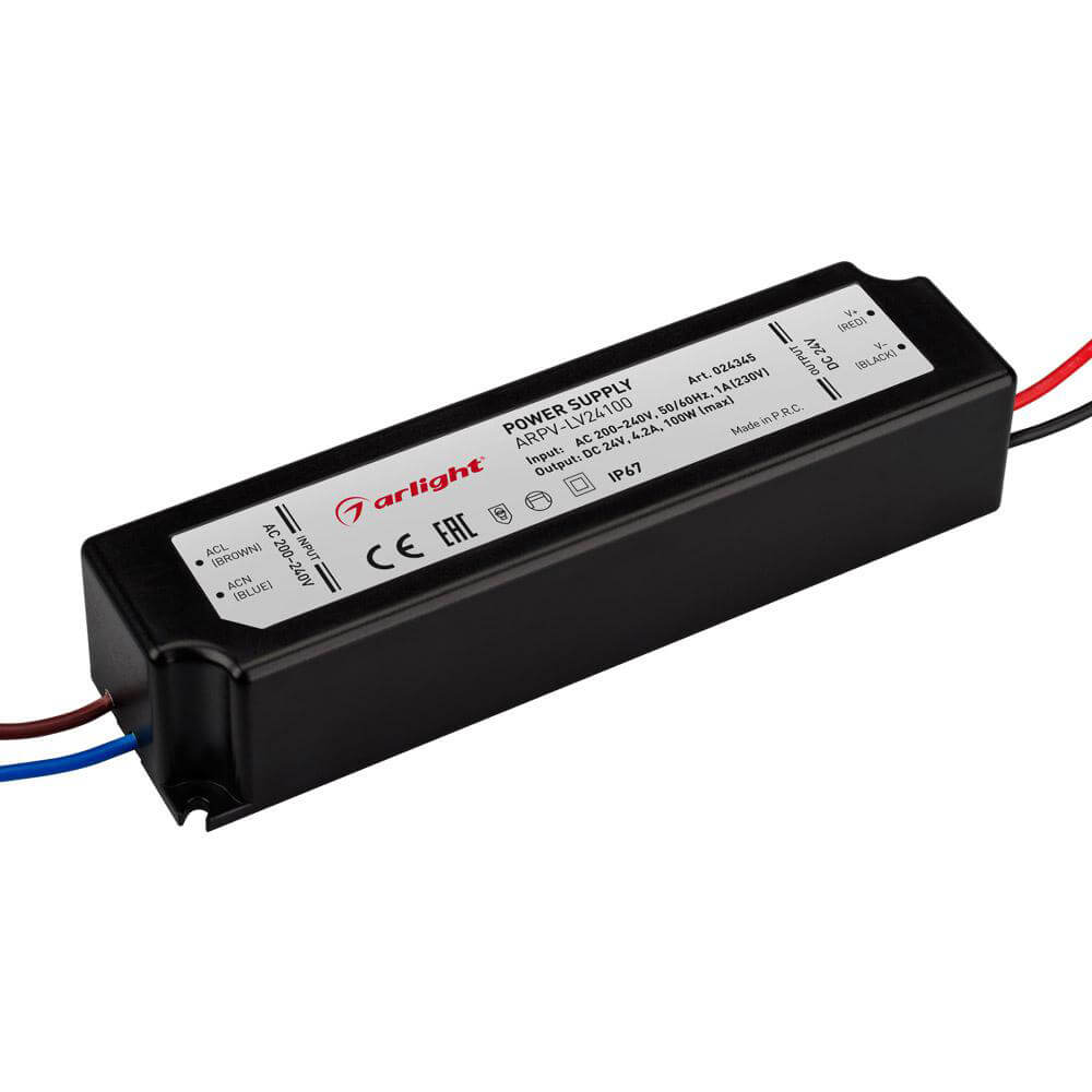 

Блок питания Arlight ARPV-LV24100 24V 100W IP67 4,2A 024345, Черный, 024345 ARPV-LV