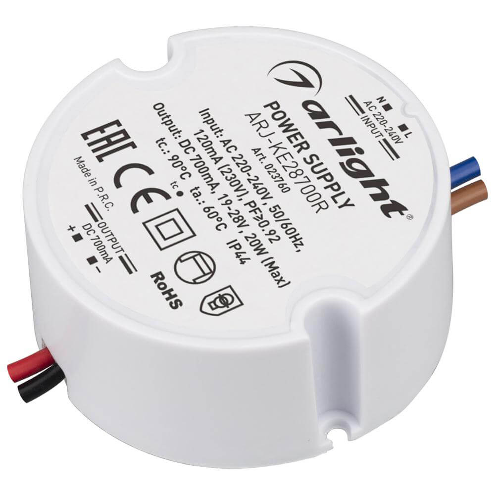 

Драйвер Arlight ARJ-KE28700R 19-28V 20W IP44 0,7A 023760, Белый, 023760 ARJ-KE-R