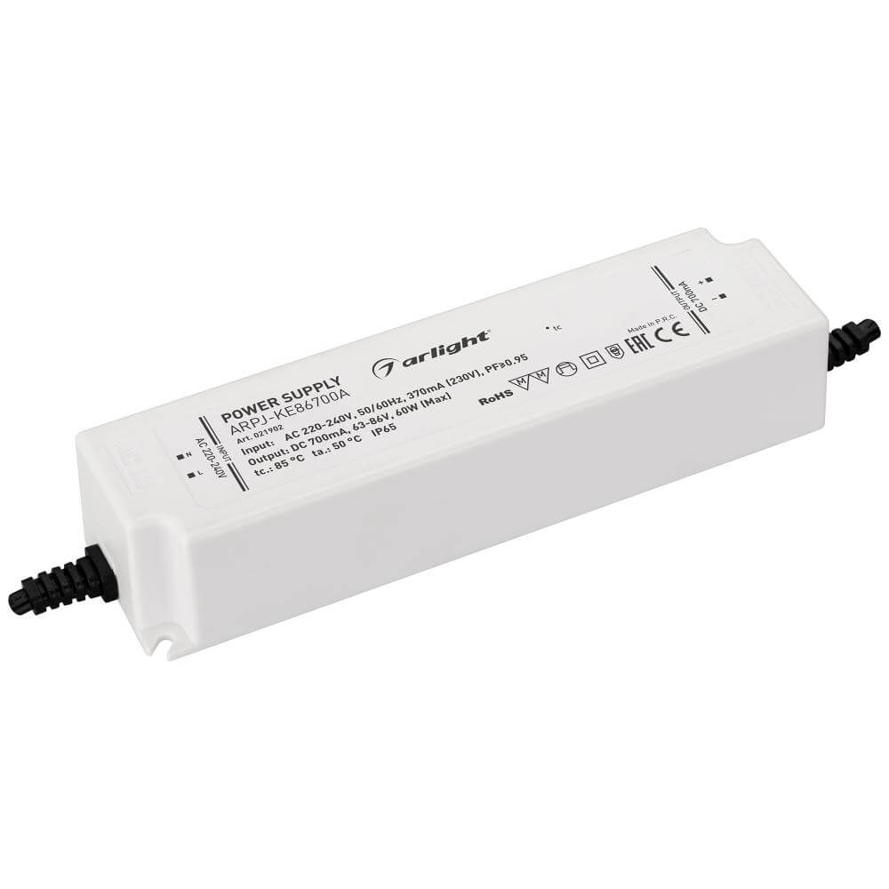 

Драйвер Arlight ARPJ-KE86700A 63-86V 60W IP65 0,7A 021902, Белый, 021902 ARPJ-KE