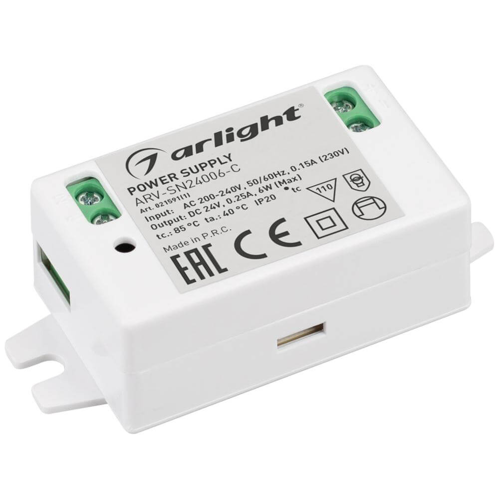 

Блок питания Arlight ARV-SN24006-C 24V 6W IP20 0,25A 021591(1), Белый, 021591(1) ARV-SN-C
