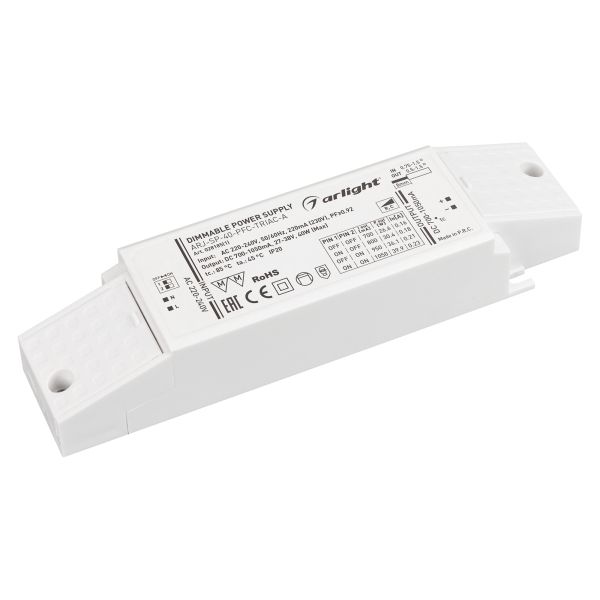 Блоки питания  ВамСвет Драйвер Arlight ARJ-SP-40-PFC-Triac-INS 27-38V 40W IP20 0,7-1,05A 028185(1)