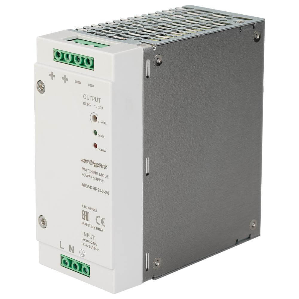 

Блок питания Arlight ARV-DRP240-24 24V 240W IP20 10A 023022, Серый, 023022