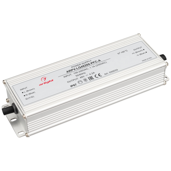 

Блок питания Arlight ARPV-LG48200-PFC-A 48V 200W IP67 4,2A 030033, Серый, 030033 ARPV-LG-PFC-A