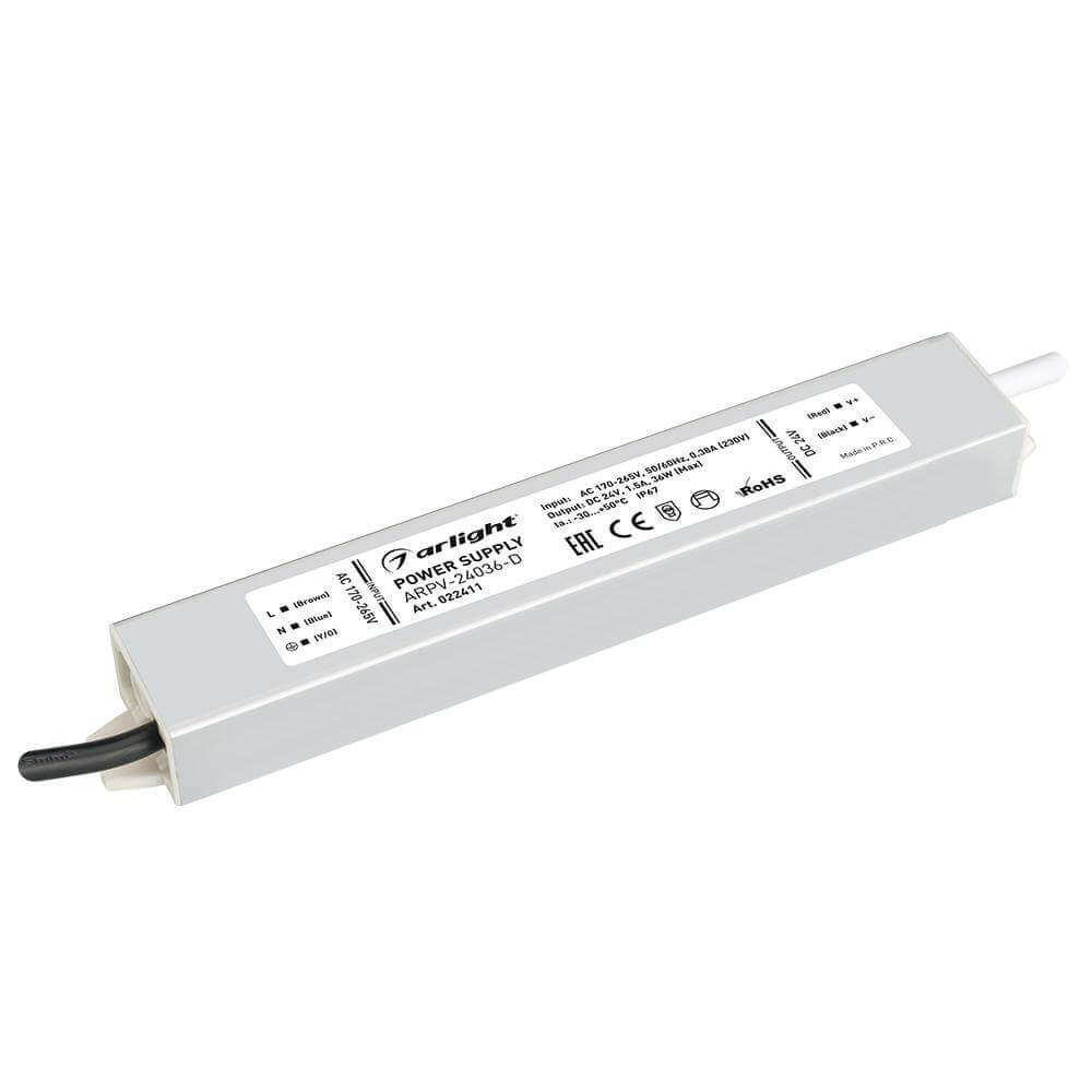 

Блок питания Arlight ARPV-36D 24V 36W IP67 1,5A 022411, Серый, 022411