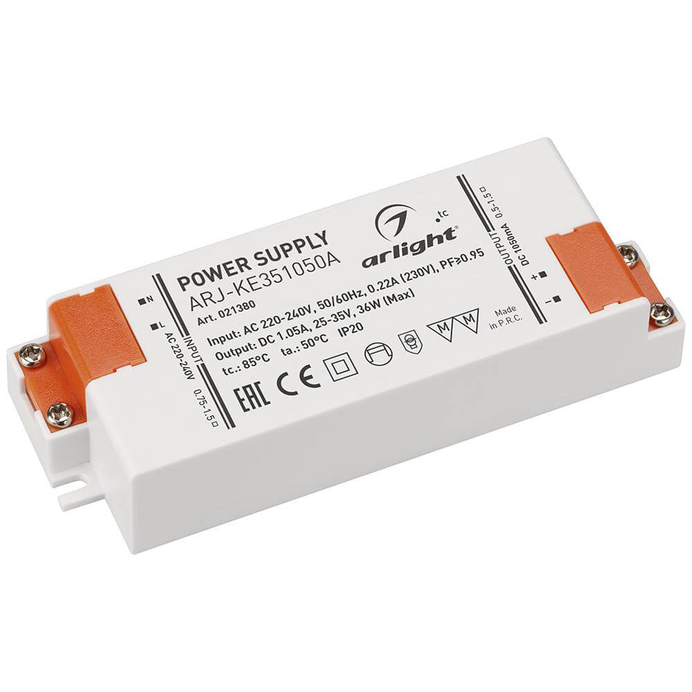 

Драйвер Arlight ARJ-KE351050A 25-35V 36W IP20 1,05A 021380, Белый, 021380 ARJ-KE