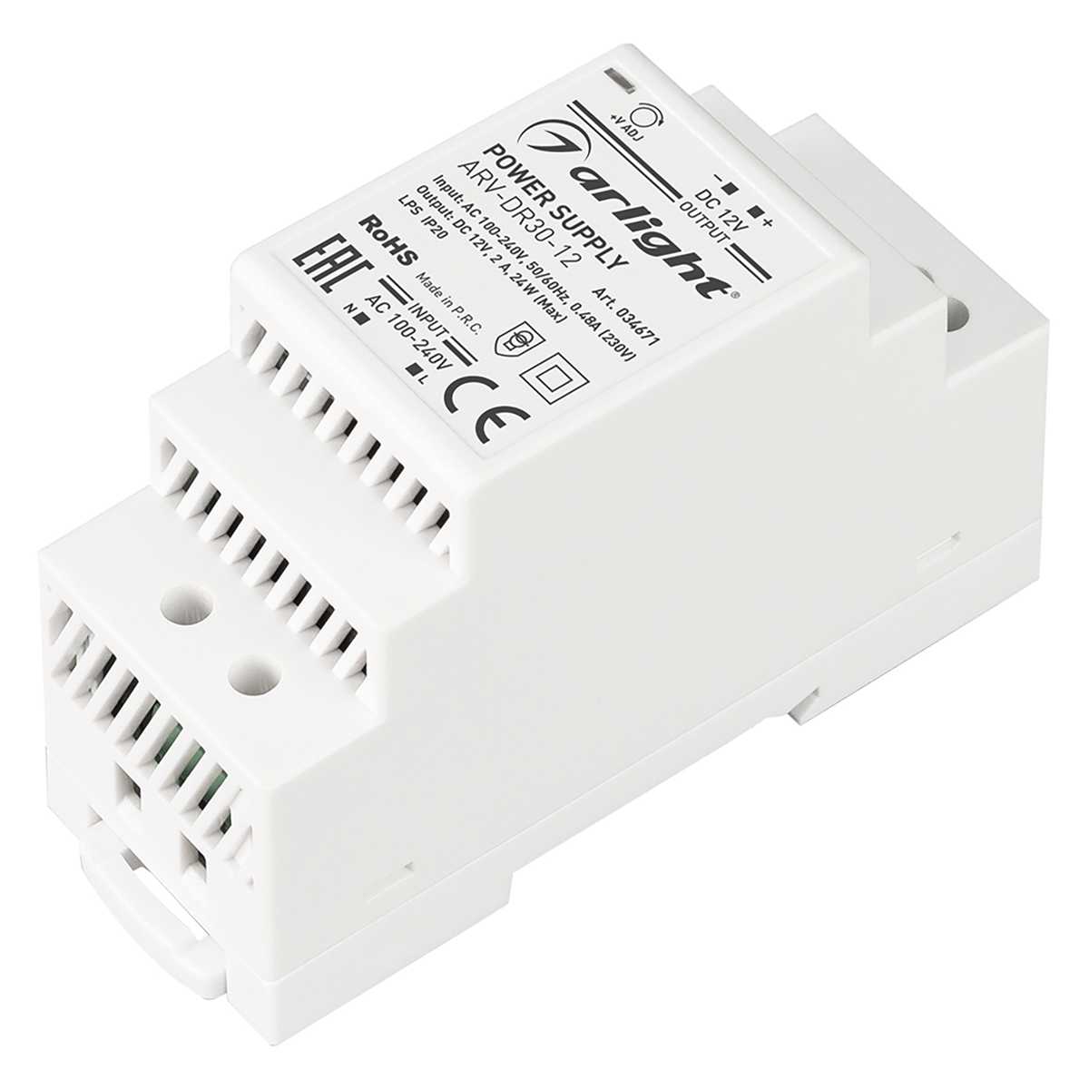

Блок питания Arlight ARV-DR30-12 12V 24W IP20 2A 034671, Белый, 034671 ARV-DR-12