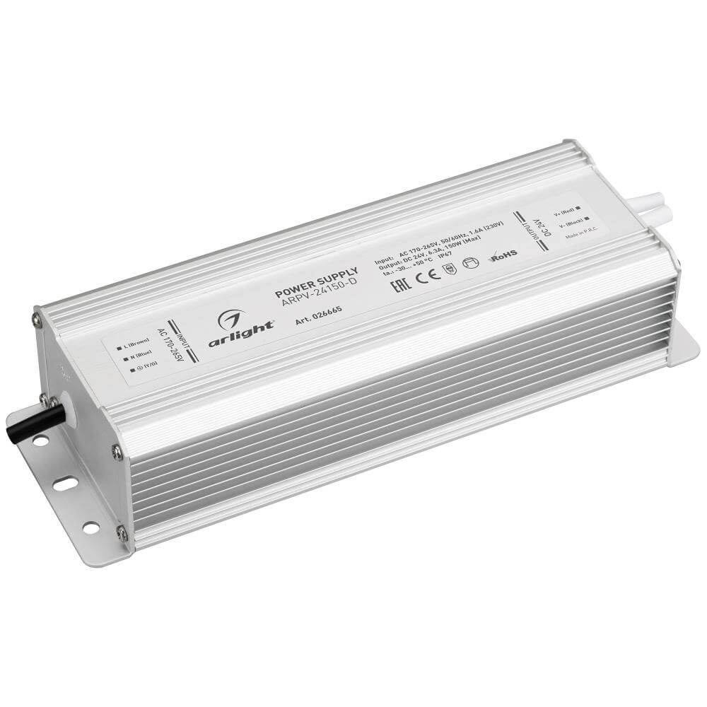 

Блок питания Arlight ARPV-24150-D 24V 150W IP67 6,3A 026665, Серый, 026665 ARPV-D