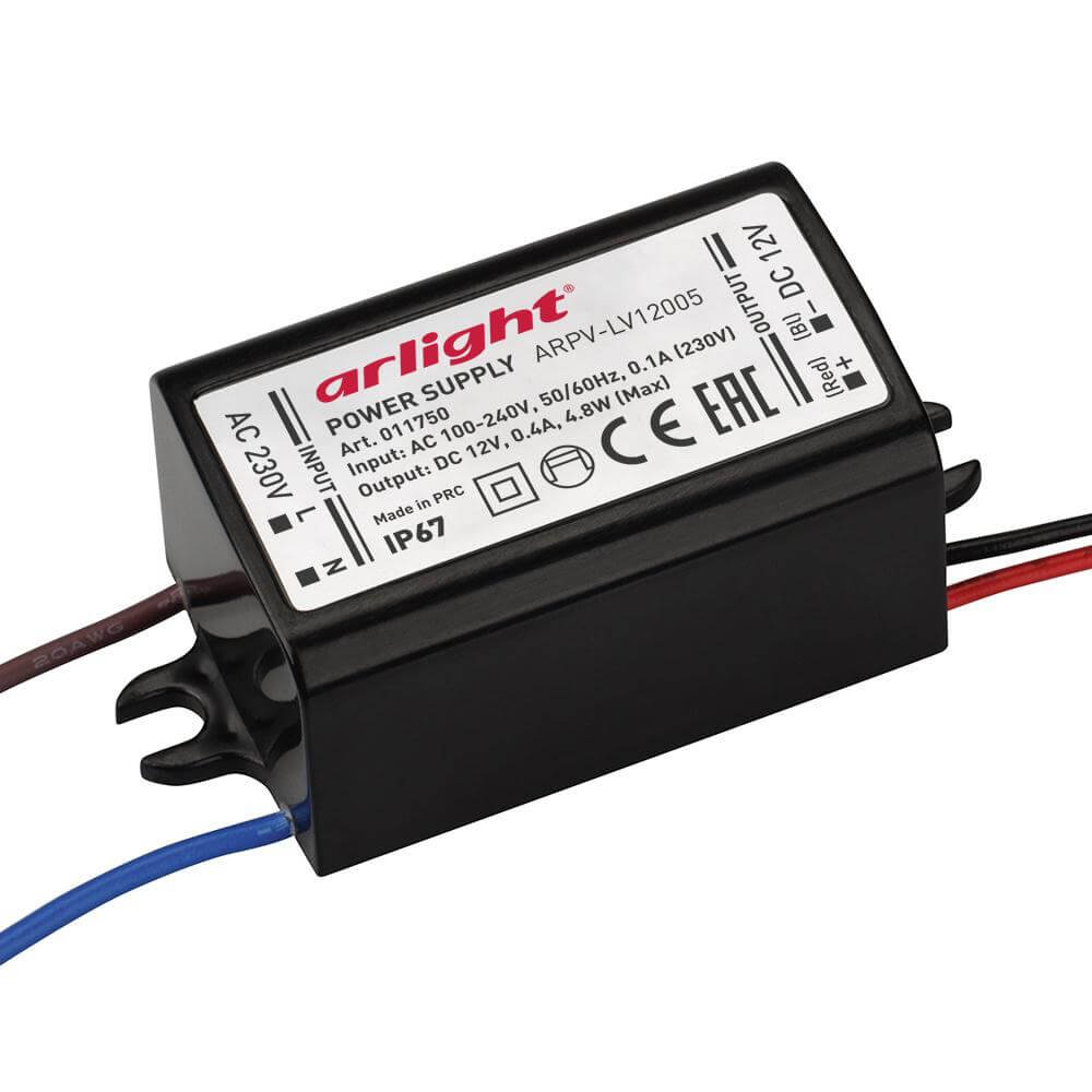 

Блок питания Arlight ARPV-LV12005 12V 4,8W IP67 0,4A 011750, Черный, 011750 ARPV-LV