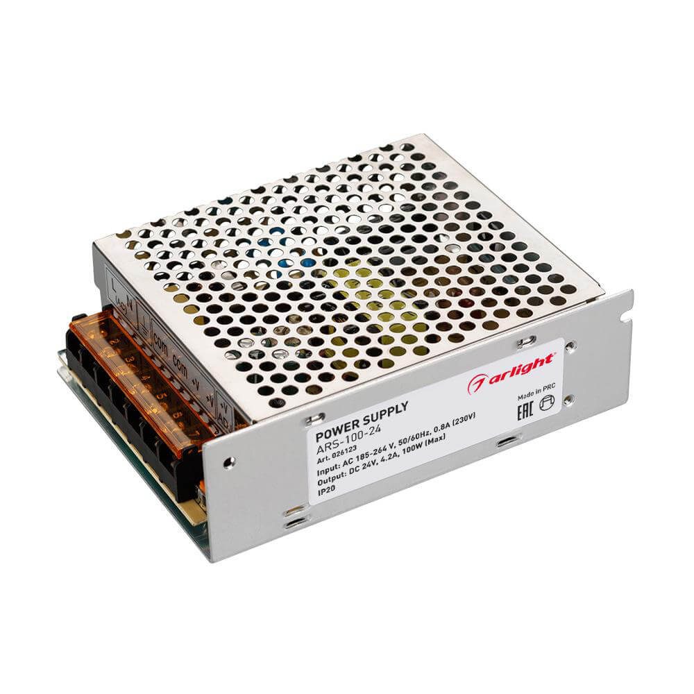 

Блок питания Arlight ARS-100-24 24V 100W IP20 4,2A 026123, Серый, 026123 ARS