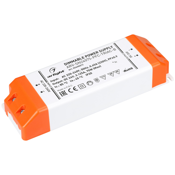 

Блок питания Arlight ARV-SN24075-PFC-Triac-B 24V 75W IP20 3,1A 026406(1), Белый, 026406(1) ARV-SP-PFC-Tria