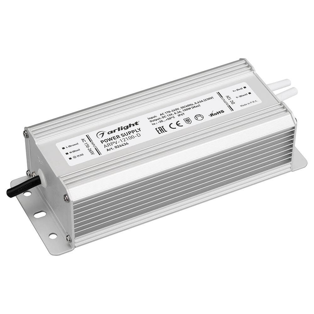

Блок питания Arlight ARPV-12100-D 12V 100W IP67 8,3A 026434, Серый, 026434 ARPV-D