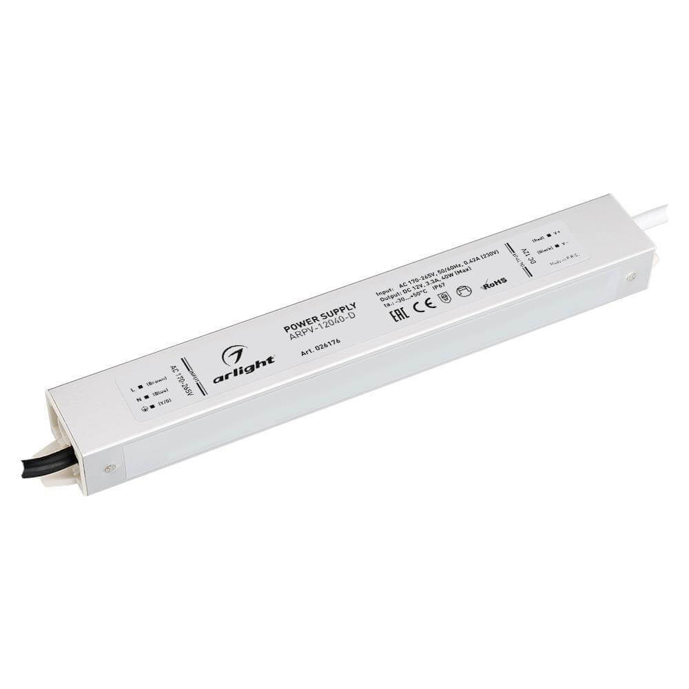 

Блок питания Arlight ARPV-40-D 12V 40W IP67 3,3A 026176, Серый, 026176