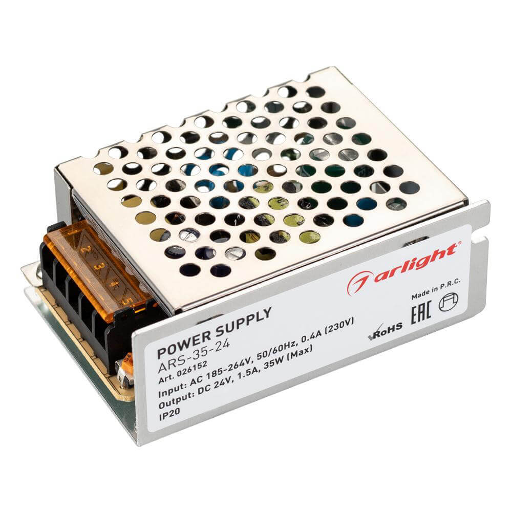

Блок питания Arlight ARS-35-24 24V 35W IP20 1,5A 026152, Серый, 026152