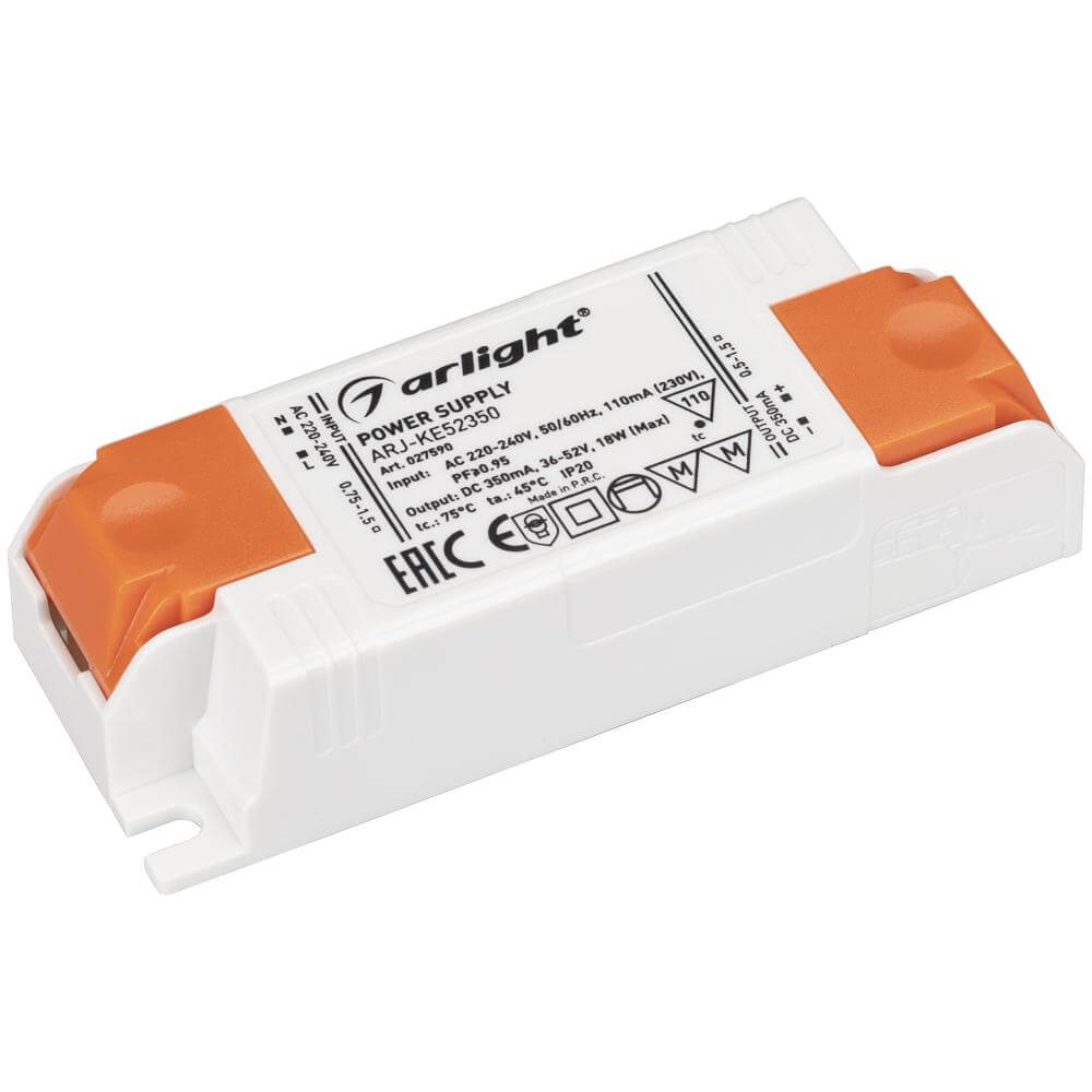 

Драйвер Arlight ARJ-KE52350 36-52V 18W IP20 0,35A 027590, Белый, 027590 ARJ-KE