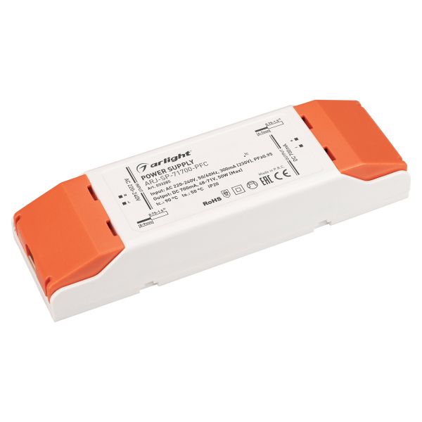 

Драйвер Arlight ARJ-SP-71700-PFC 48-71V 50W IP20 0,7A 033285, Белый, 033285 ARJ-SP-PFC