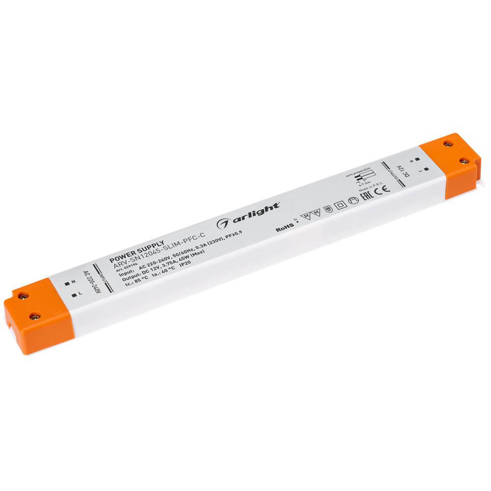 

Блок питания Arlight ARV-SN12045-Slim-PFC-C 12V 45W IP20 3,75A 029196, Белый, 029196 ARV-SN-Slim