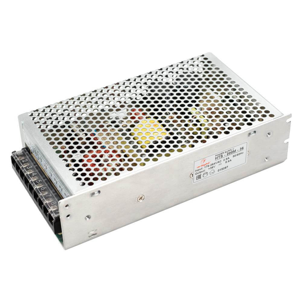 

Блок питания Arlight HTS-200M-36 36V 200W IP20 5,6A 015097, Серый, 015097 HTS-M