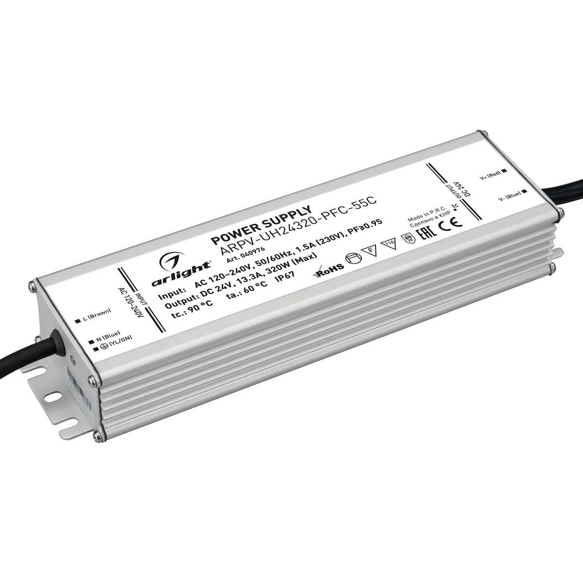 

Блок питания Arlight ARPV-UH24320-PFC-55C 24V 320W IP67 13,3A 040976, Серый, 040976 ARPV-UH