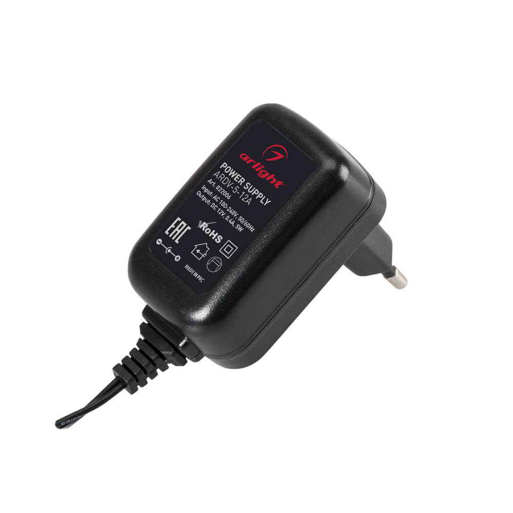 

Блок питания Arlight ARDV-05-12A 12V 5W IP20 0,4A 022006, Черный, 022006 ARDV