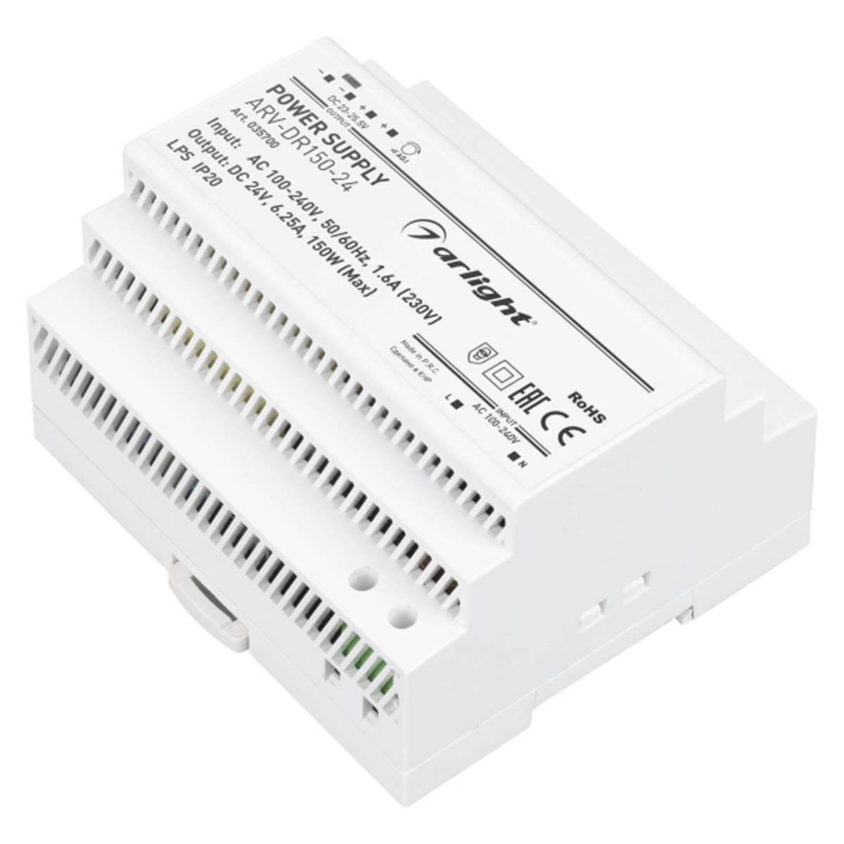 

Блок питания Arlight ARV-DR150-24 24V 150W IP20 035700, Белый, 035700 ARV