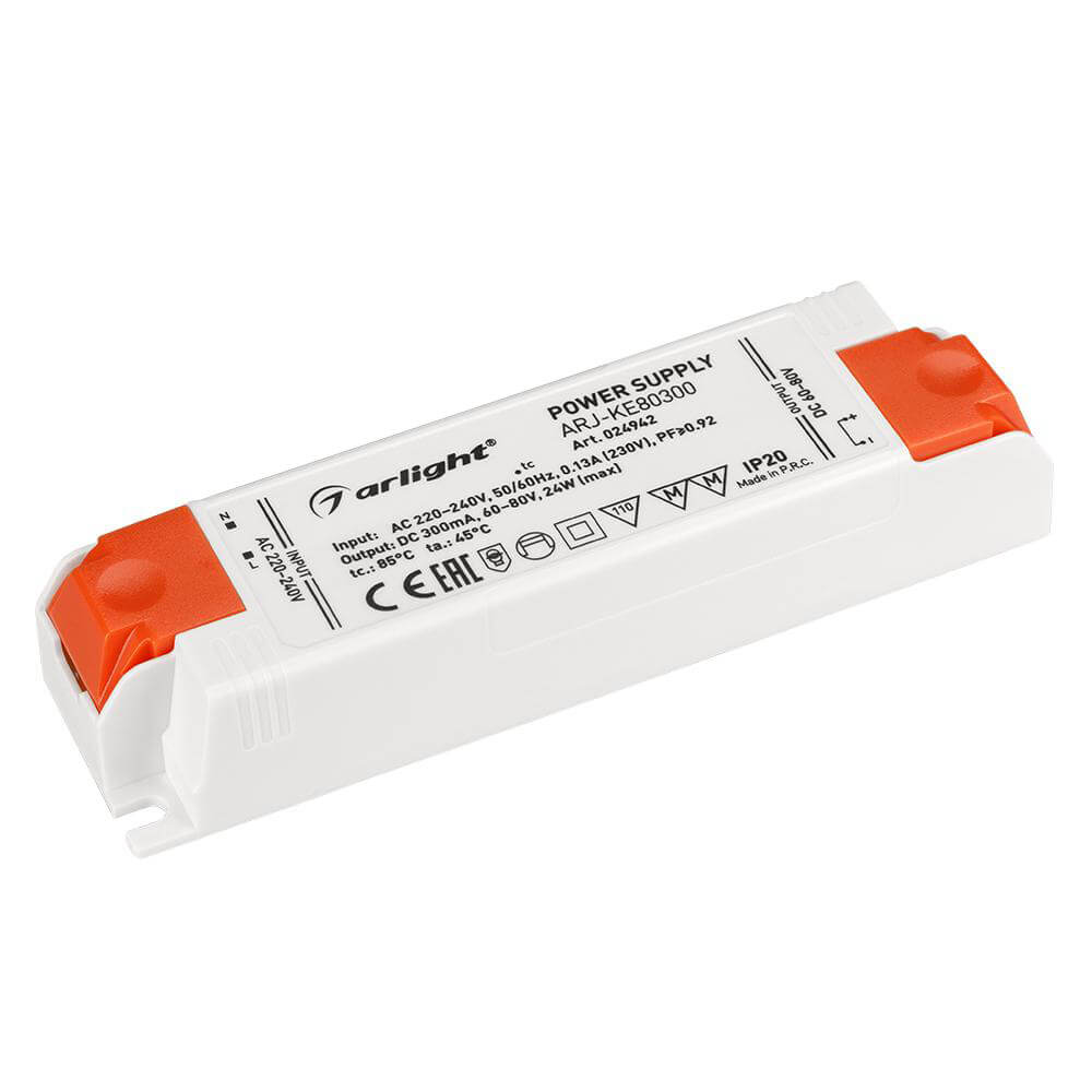 

Драйвер Arlight ARJ-KE80300 60-80V 24W IP20 0,3A 024942, Белый, 024942 ARJ-KE