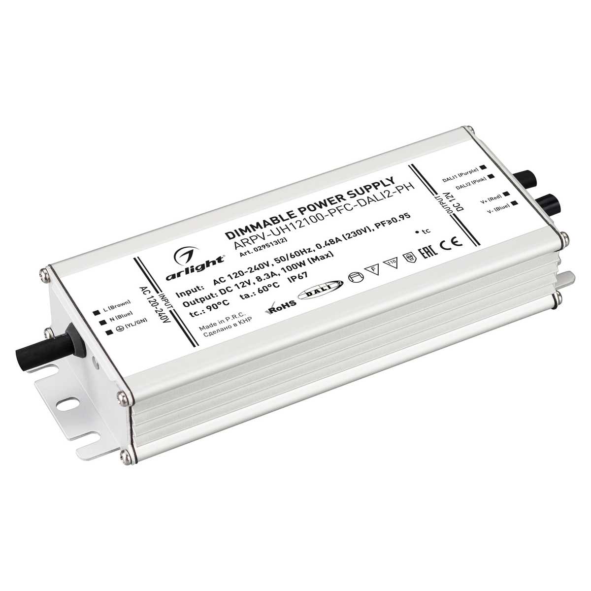

Блок питания Arlight ARPV-UH12100-PFC-Dali2-PH 12V 100W IP67 8,3A 029513(2), Серый, 029513(2) ARPV-UH-PFC-Dali2-PH ()
