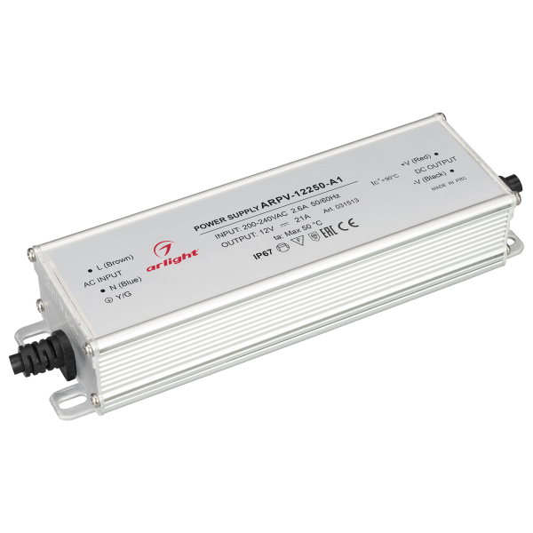 

Блок питания Arlight ARPV-12250-A1 12V 252W IP67 21A 031513, Серый, 031513 ARPV-A1