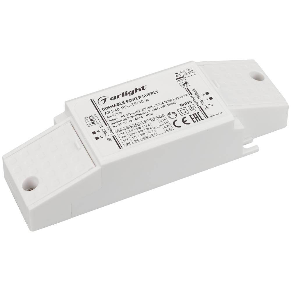 

Драйвер Arlight ARJ-40-PFC-Triac-A 27-38V 40W IP20 0,7-1,05A 028185, Белый, 028185 ARJ-PFC-Triac-A ()