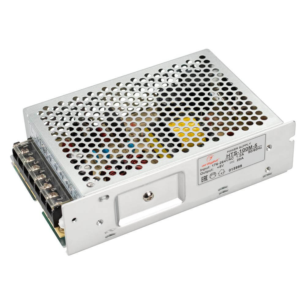 

Блок питания Arlight HTS-100M-5 5V 100W IP20 20A 015999, Серый, 015999 HTS-M