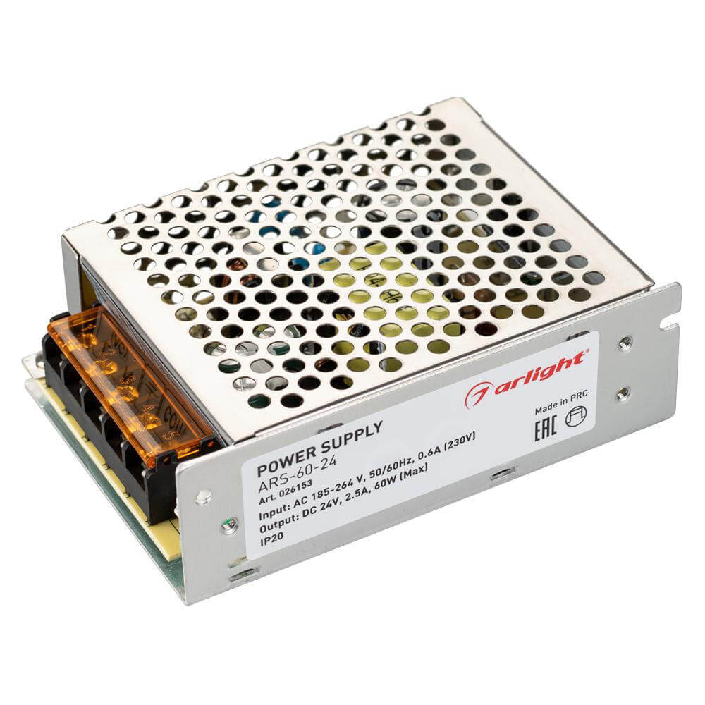 

Блок питания Arlight ARS-60 24V 60W IP20 2,5A 026153, Серый, 026153