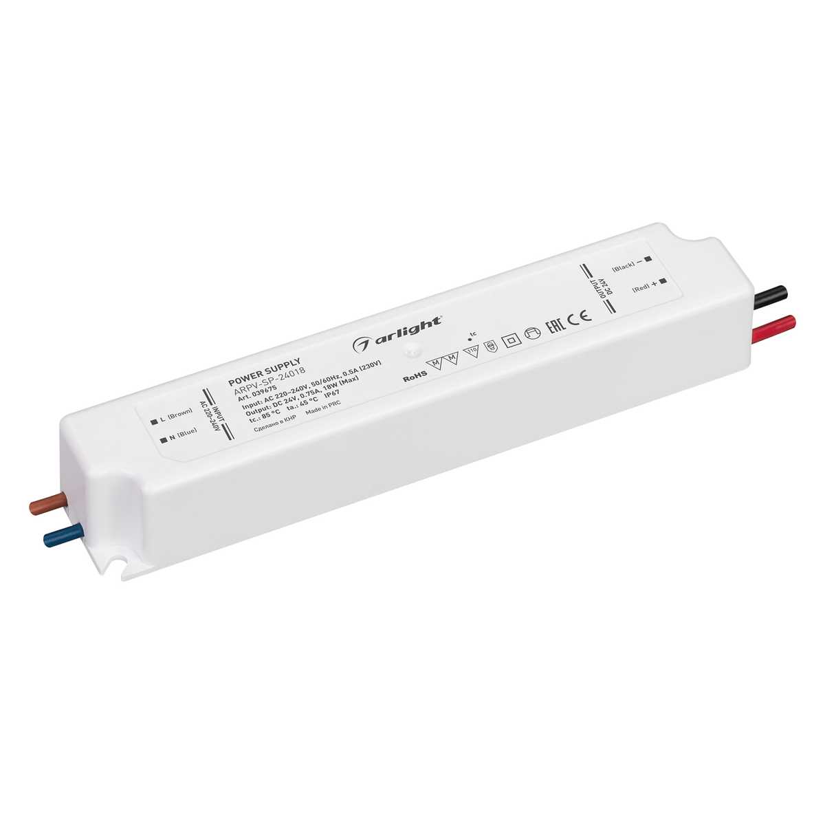 

Блок питания Arlight ARPV-SP-24018 24V 18W IP67 0,75A 039675, Белый, 039675 ARPV-SP